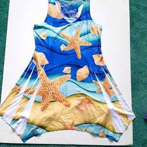 NWT STARFISH PRINT HANKY HEM DRESS